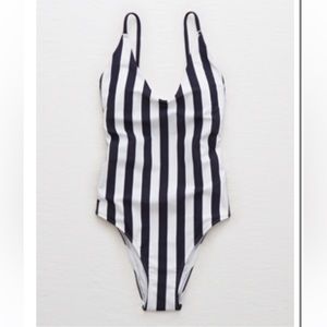 NWOT Aerie One Piece Bathing Suit, Navy & White Stripes